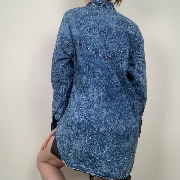 Vintage Michel Adam Acid Wash Rhinestone Top - Picture 2 of 4